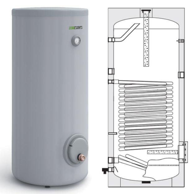 Kép Heizer BSH 302 6kw, 300L-es álló indirekt tároló, egy hőcserélővel, 6 KW fűtőbetéttel, zománcozott fix szigeteléssel