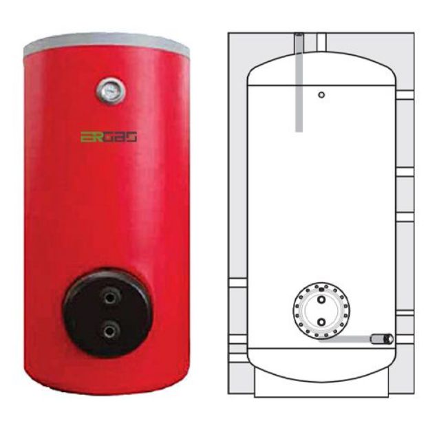 Kép Heizer BSX-5 500 L-es álló zománcozott indirekt tároló, kivehető inox hőcserélővel