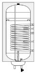 Kép Heizer Plus 100, 100 L-es fali indirekt tároló, 1,5 kW elektromos fűtőbetéttel, 1 fix hőcserélő,(jobb oldali csatlakozásokkal)
