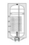 Kép Heizer Plus 102, 100 L-es fali indirekt tároló, 1,5 kW elektromos fűtőbetéttel, 1fix hőcserélő (bal oldali csatlakozásokkal)