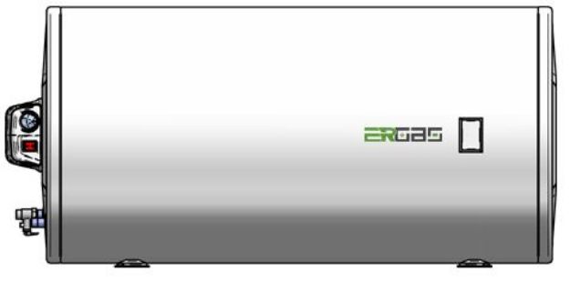 Kép Heizer PLUS BH152, 150 L-es indirekt tároló, fali, vízszintes elhelyezésű, 0,6m2 spirál hőcserélővel, 3KW fűtőbetéttel, tartozék konzollal