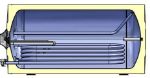 Kép Heizer PLUS BH152, 150 L-es indirekt tároló, fali, vízszintes elhelyezésű, 0,6m2 spirál hőcserélővel, 3KW fűtőbetéttel, tartozék konzollal