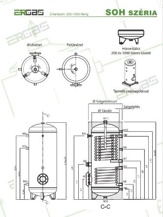 Mutassa a/az Heizer SOH 1003ISO, 1000L-es álló indirekt tároló, 2 hőcserélővel, zománc bevonattal, ISOMAX szigetelés részleteit Kép Heizer SOH 1003ISO, 1000L-es álló indirekt tároló, 2 hőcserélővel, zománc bevonattal, ISOMAX szigetelés