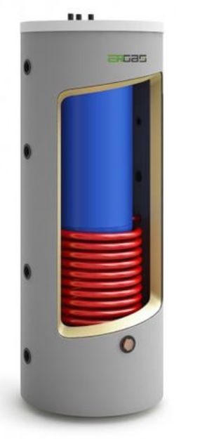 Kép  Heizer TRIS1, 300/80 L-es ˝tartály a tartályban˝ puffertároló, a külső tárolóban, és a belső tárolóban is egy hőcserélővel, fix szigeteléssel