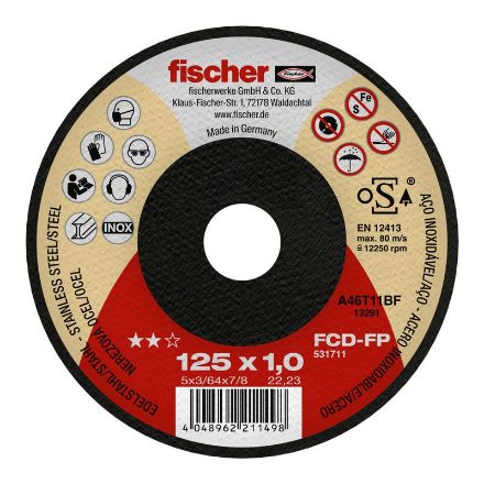 Mutassa a/az Fischer Inox vágókorong FCD-FP 125x1,0x22,23 részleteit Kép Fischer Inox vágókorong FCD-FP 125x1,0x22,23