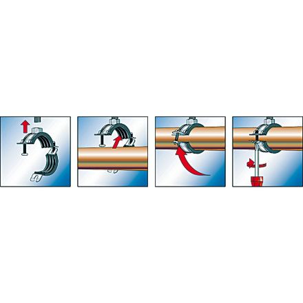 Mutassa a/az Fischer FRS Kétrészes gumibetétes csőbilincs 133-141 részleteit Kép Fischer FRS Kétrészes gumibetétes csőbilincs 133-141