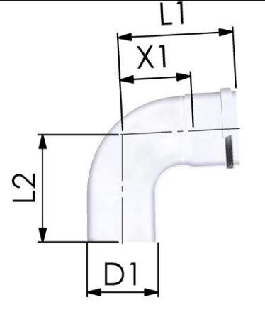 Mutassa a/az Tricox PPS D60 könyök, 90° részleteit Kép Tricox PPS D60 könyök, 90°