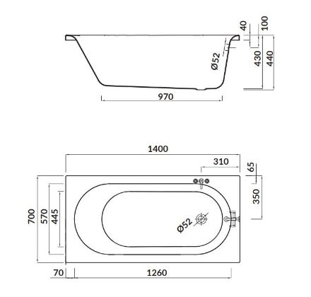 Mutassa a/az Cersanit Octavia  140x70 akryl fürdőkád lábbal S301-250 részleteit Kép Cersanit Octavia  140x70 akryl fürdőkád lábbal S301-250