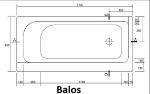 Kép Cersanit Smart 170x80cm balos akryl fürdőkád lábbal (S301-117)