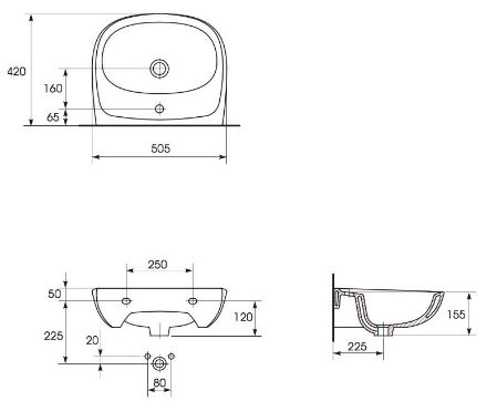 Mutassa a/az Cersanit Market mosdó 50 cm (K18-008) részleteit Kép Cersanit Market mosdó 50 cm (K18-008)