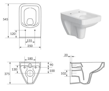 Mutassa a/az Cersanit New York fali WC részleteit Kép Cersanit New York fali WC