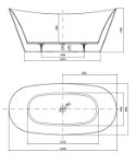 Kép Cersanit Inverto 170x80cm ovális szabadon álló akril kád lábbal és krómozott Click-Clack leeresztővel