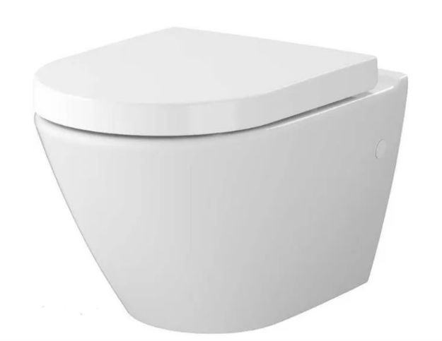 Kép Cersanit Mesto perem nélküli ovális fali WC lecsapódságátlós duroplast ülőkével