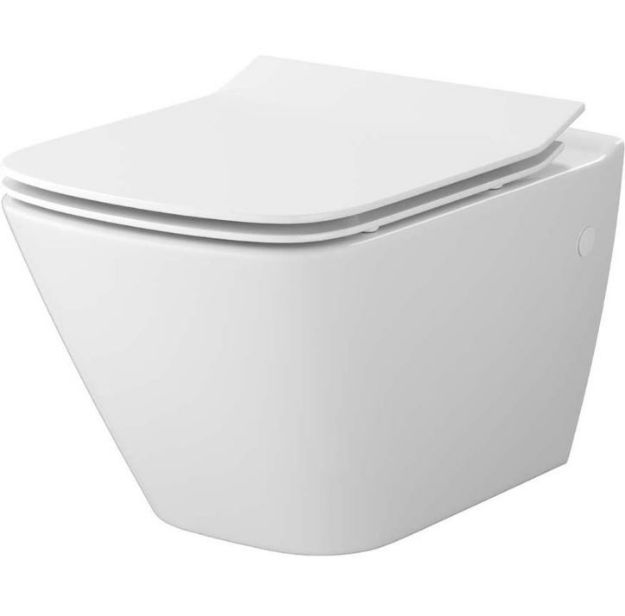 Kép Cersanit Mesto perem nélküli szögletes fali WC lecsapódságátlós duroplast ülőkével