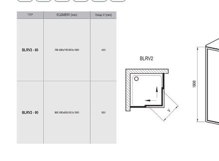Mutassa a/az Ravak Zuhanykabin BLRV2-80 szatén+Transparent (84-1LV40U00Z1) részleteit Kép Ravak Zuhanykabin BLRV2-80 szatén+Transparent (84-1LV40U00Z1)