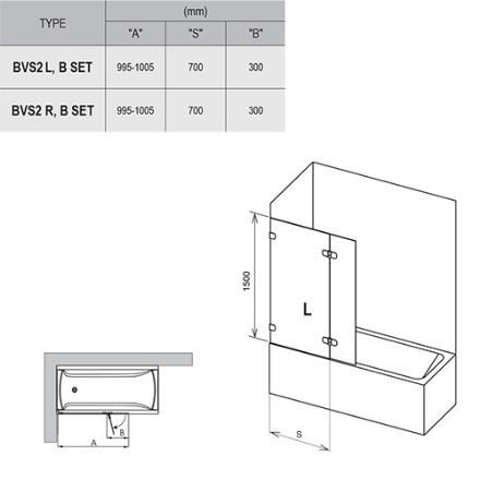 Mutassa a/az Ravak BVS2-100 kádparaván jobb króm-transparent 7UPA0A00Z1 részleteit Kép Ravak BVS2-100 kádparaván jobb króm-transparent 7UPA0A00Z1