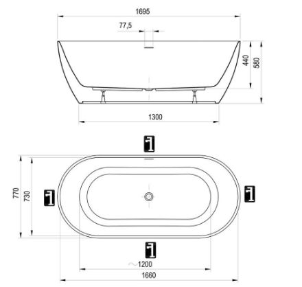 Mutassa a/az Ravak Akrilkád, FREEDOM O TEC 1700x770, fehér, szabadonálló, króm lefolyóval részleteit Kép Ravak Akrilkád, FREEDOM O TEC 1700x770, fehér, szabadonálló, króm lefolyóval