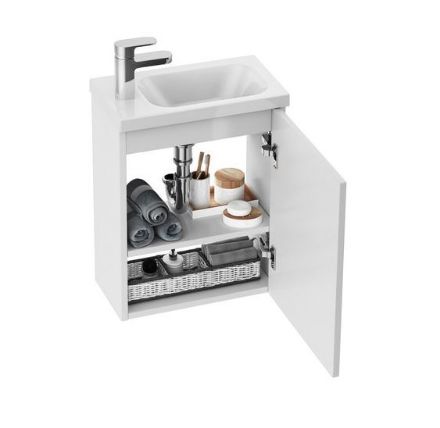 Mutassa a/az Ravak CHROME 400 fűrdőszobai szekrényhez ajtó jobbos, fehér (84-X000000541) részleteit Kép Ravak CHROME 400 fűrdőszobai szekrényhez ajtó jobbos, fehér (84-X000000541)