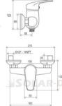 Kép Ravak Neo fali zuhanycsaptelep szett nélkül 150mm NO 032.00/150