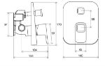 Kép Ravak 10° falba süllyesztett csaptelep váltóval, R-boxhoz, TD 065.00 (84-X070070)