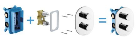Mutassa a/az Ravak Chrome falba süllyesztett 3 utas termosztátos csaptelep CR 067.00 részleteit Kép Ravak Chrome falba süllyesztett 3 utas termosztátos csaptelep CR 067.00