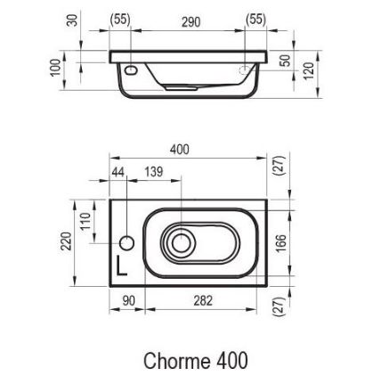 Mutassa a/az Ravak CHROME 400 kézmosó jobbos, fehér, furattal XJGP1100000 részleteit Kép Ravak CHROME 400 kézmosó jobbos, fehér, furattal XJGP1100000
