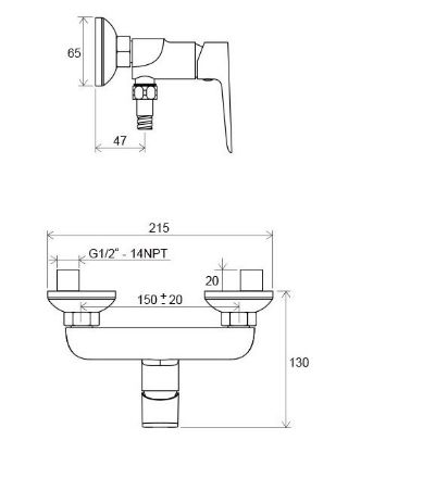 Mutassa a/az Ravak Classic zuhanycsaptelep CL 032.00/150 (84-X070084) részleteit Kép Ravak Classic zuhanycsaptelep CL 032.00/150 (84-X070084)
