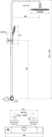 Mutassa a/az Ravak 10° zuhanyoszloptermosztátos csapteleppel,TD 091.00/150 részleteit Kép Ravak 10° zuhanyoszloptermosztátos csapteleppel,TD 091.00/150