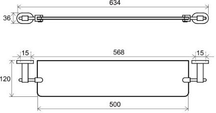 Mutassa a/az Ravak CHROME Üvegpolc 64 cm CR500 részleteit Kép Ravak CHROME Üvegpolc 64 cm CR500