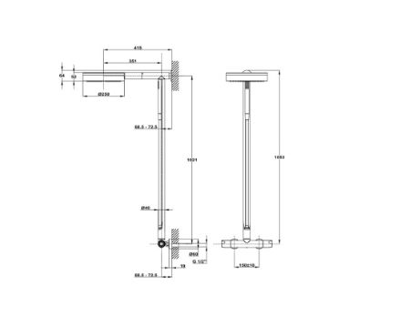 Mutassa a/az Teka 180°  Dual Control zuhanyrendszer rejtett kézizuhannyal részleteit Kép Teka 180°  Dual Control zuhanyrendszer rejtett kézizuhannyal