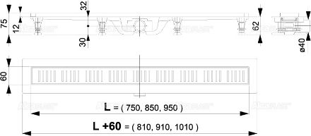 Mutassa a/az Alcaplast APZ10-650M Zuhanyfolyóka vonal design 650mm részleteit Kép Alcaplast APZ10-650M Zuhanyfolyóka vonal design 650mm