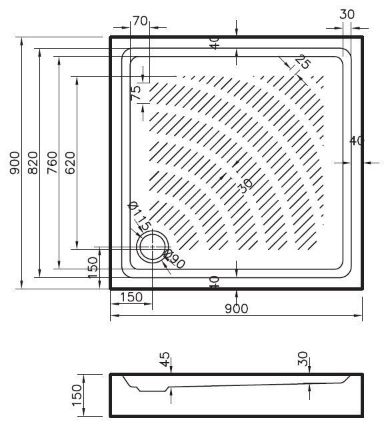Mutassa a/az Multi akril zuhanytálca 90x90cm-es szögletes részleteit Kép Multi akril zuhanytálca 90x90cm-es szögletes