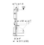 Kép Geberit Duofix fali WC-szerelőelem, 112cm, Delta 12 cm-es falsík alatti öblítőtartállyal, Delta20 fehér színű működtetőlappal