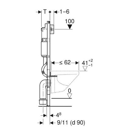 Mutassa a/az Geberit Duofix fali WC-szerelőelem, 112cm, Delta 12 cm-es falsík alatti öblítőtartállyal, Delta20 fehér színű működtetőlappal részleteit Kép Geberit Duofix fali WC-szerelőelem, 112cm, Delta 12 cm-es falsík alatti öblítőtartállyal, Delta20 fehér színű működtetőlappal