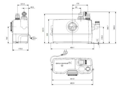 Mutassa a/az Grundfos Sololift2  WC-3 szennyvízátemelő részleteit Kép Grundfos Sololift2  WC-3 szennyvízátemelő