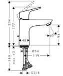 Kép Hansgrohe Focus egykaros mosdócsaptelep 100, automata lefolyógarnitúrával