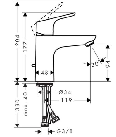 Mutassa a/az Hansgrohe Focus egykaros mosdócsaptelep 100, automata lefolyógarnitúrával részleteit Kép Hansgrohe Focus egykaros mosdócsaptelep 100, automata lefolyógarnitúrával