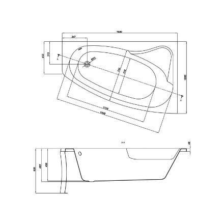 Mutassa a/az Cersanit Sicilia akryl jobbos fürdőkád 140x100 S301-094 részleteit Kép Cersanit Sicilia akryl jobbos fürdőkád 140x100 S301-094