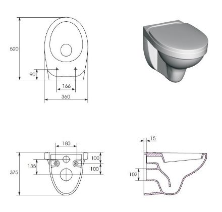 Mutassa a/az Cersanit Delfi Mito fali WC, fehér részleteit Kép Cersanit Delfi Mito fali WC, fehér