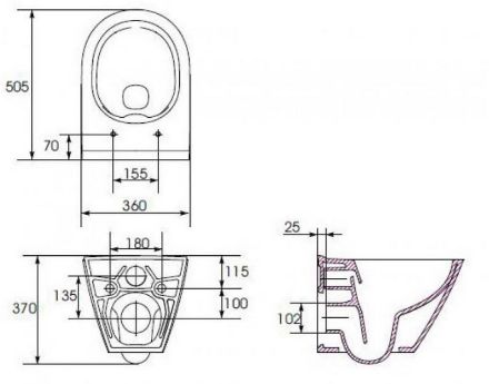 Mutassa a/az Cersanit Mesto perem nélküli ovális fali WC lecsapódságátlós duroplast ülőkével részleteit Kép Cersanit Mesto perem nélküli ovális fali WC lecsapódságátlós duroplast ülőkével