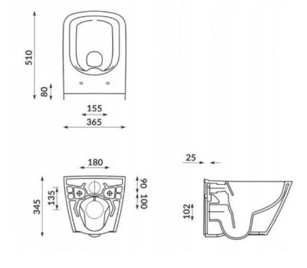Mutassa a/az Cersanit Mesto perem nélküli szögletes fali WC lecsapódságátlós duroplast ülőkével részleteit Kép Cersanit Mesto perem nélküli szögletes fali WC lecsapódságátlós duroplast ülőkével