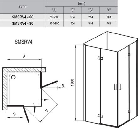 Mutassa a/az Ravak Zuhanykabin SMSRV4-80  Chrom+Transparent 1SV44A00Z1 részleteit Kép Ravak Zuhanykabin SMSRV4-80  Chrom+Transparent 1SV44A00Z1