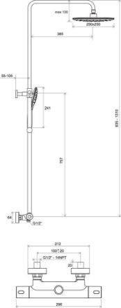 Mutassa a/az Ravak Termo 300 zuhanyoszlop termosztátos csapteleppel TE 093.00/150 részleteit Kép Ravak Termo 300 zuhanyoszlop termosztátos csapteleppel TE 093.00/150