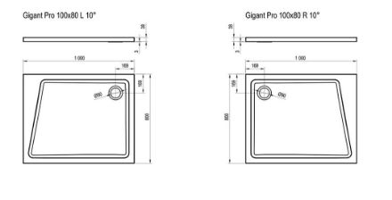 Mutassa a/az Ravak Zuhanytálca, GIGANT PRO 100x80 R 10° fehér XA05A40101P részleteit Kép Ravak Zuhanytálca, GIGANT PRO 100x80 R 10° fehér XA05A40101P