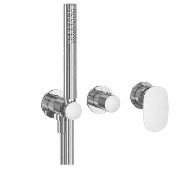 Kép Ravak Spring SG 065.00CR.O2+S falba süllyesztett 2-utas kád/zuhany csaptelep, zuhanyszettel,fényes króm, falon belüli résszel