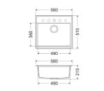 Kép Mofém Zenit 1B 560x510mm (1 medence) beépíthető bézs gránit mosogató szifoncsomaggal
