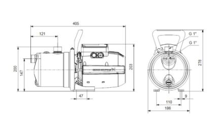 Mutassa a/az Grundfos JP 4-47 házi vízellátó berendezés,1,5m kábellel, Schuko csatlakozóval részleteit Kép Grundfos JP 4-47 házi vízellátó berendezés,1,5m kábellel, Schuko csatlakozóval