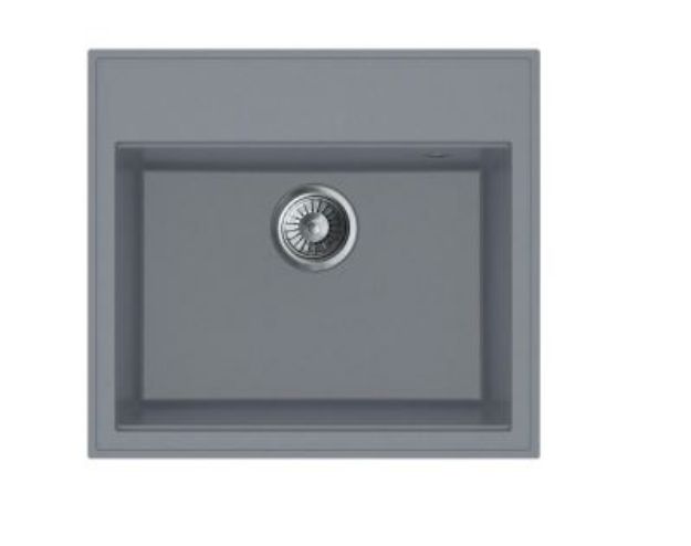 Kép Mofém Zenit 1B 560x510mm (1 medence) beépíthető szürke gránit mosogató szifoncsomaggal