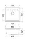 Kép Mofém Zenit 1B 560x510mm (1 medence) beépíthető szürke gránit mosogató szifoncsomaggal