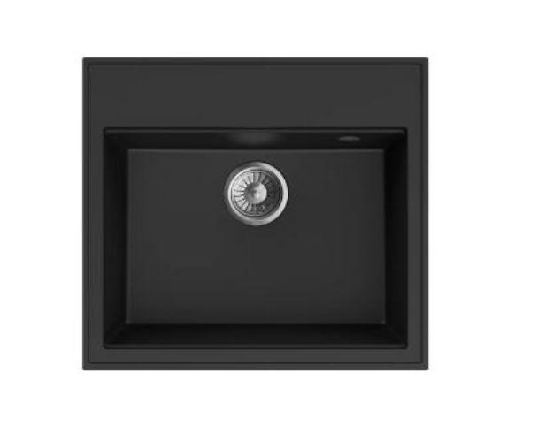 Kép Mofém Zenit 1B 560x510mm (1 medence) beépíthető metál fekete gránit mosogató szifoncsomaggal